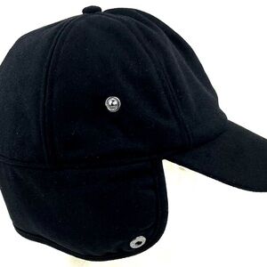 UGG Wool Blend Cap Hat With Sherpa Earflap Black Trapper Mens Size M New